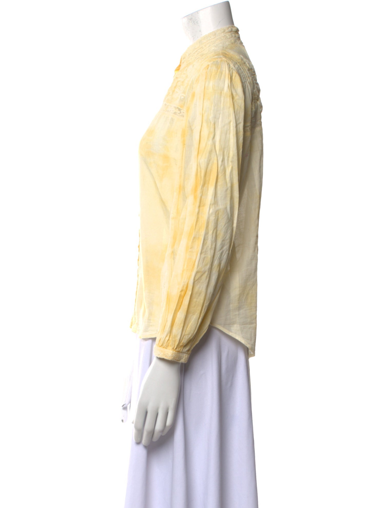 LoveShackFancy Printed Mock Neck Button-Up Top