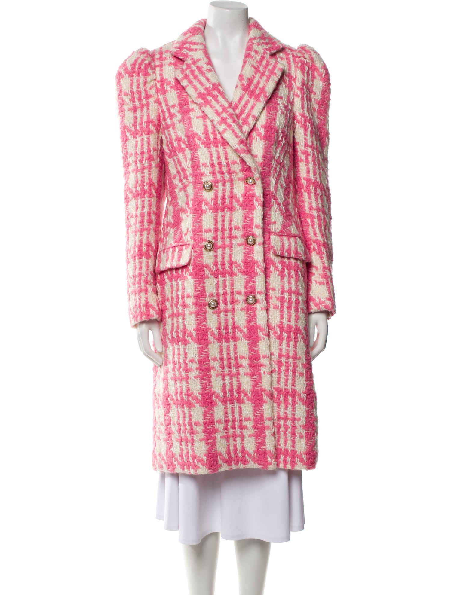 LoveShackFancy Wool Plaid Print Coat