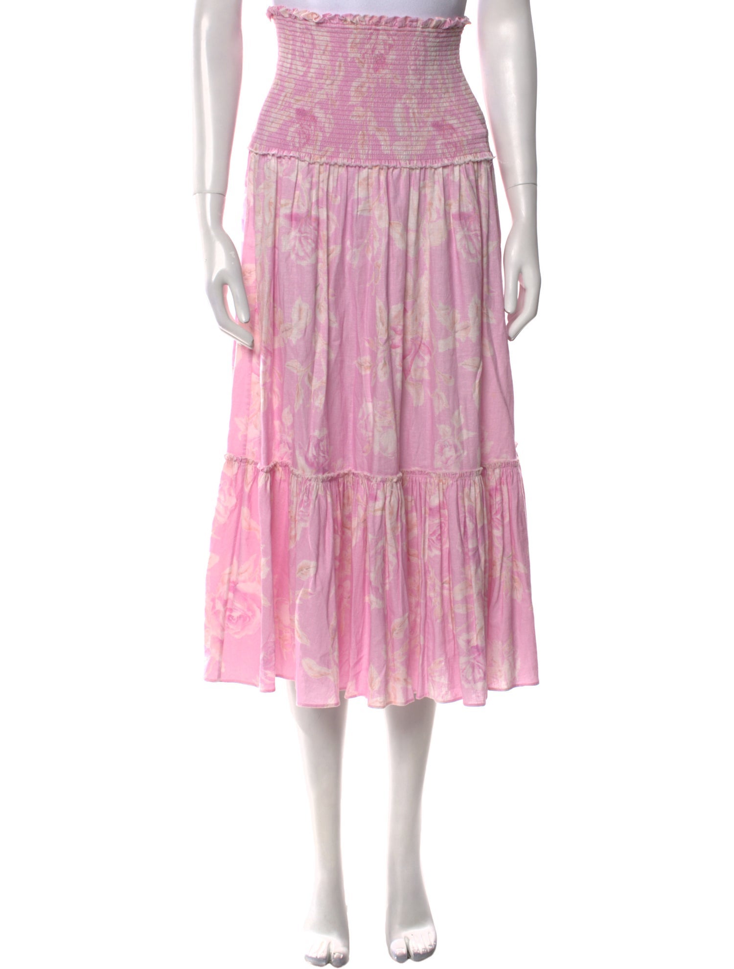 LoveShackFancy Printed Midi Length Skirt