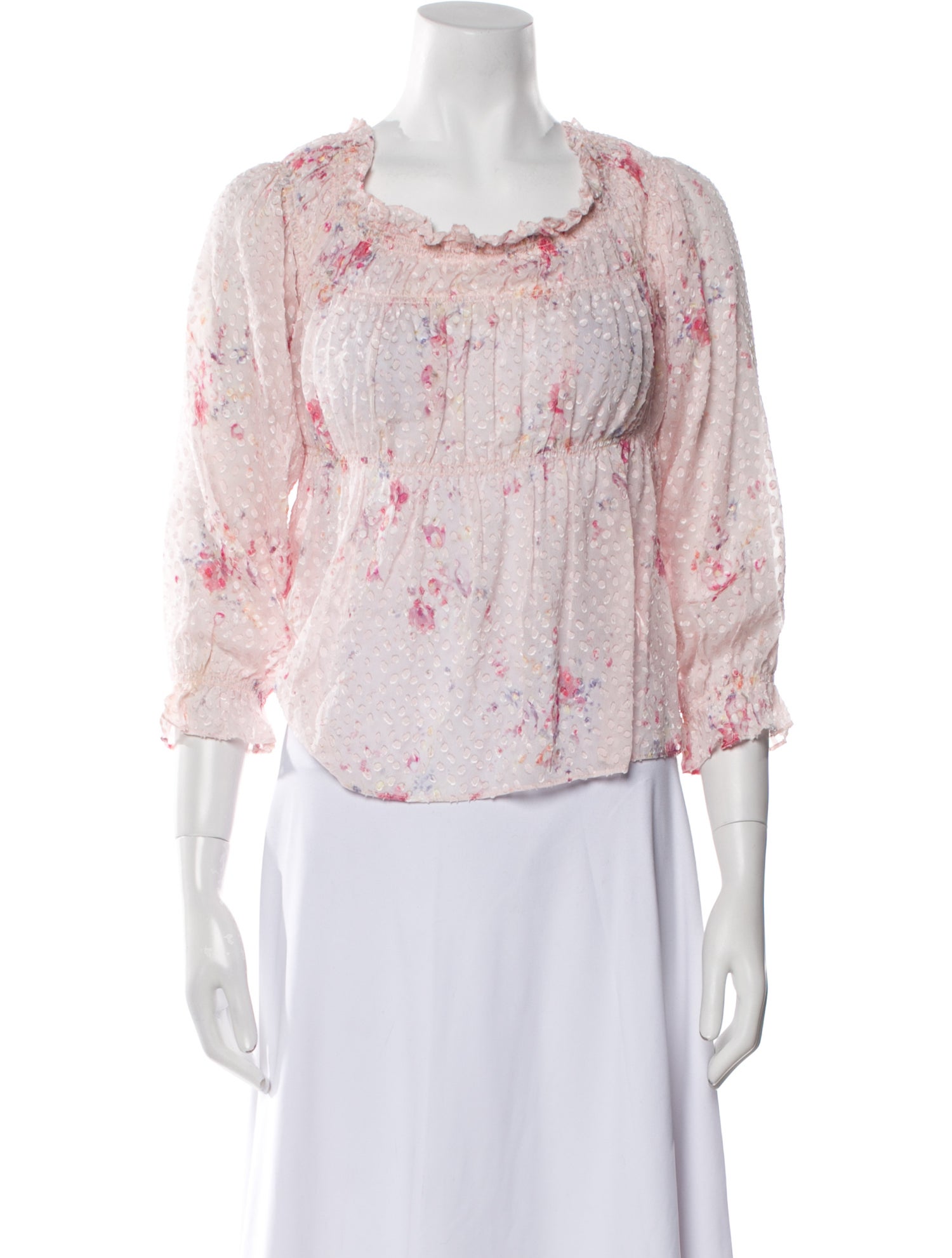 LoveShackFancy Silk Floral Print Blouse