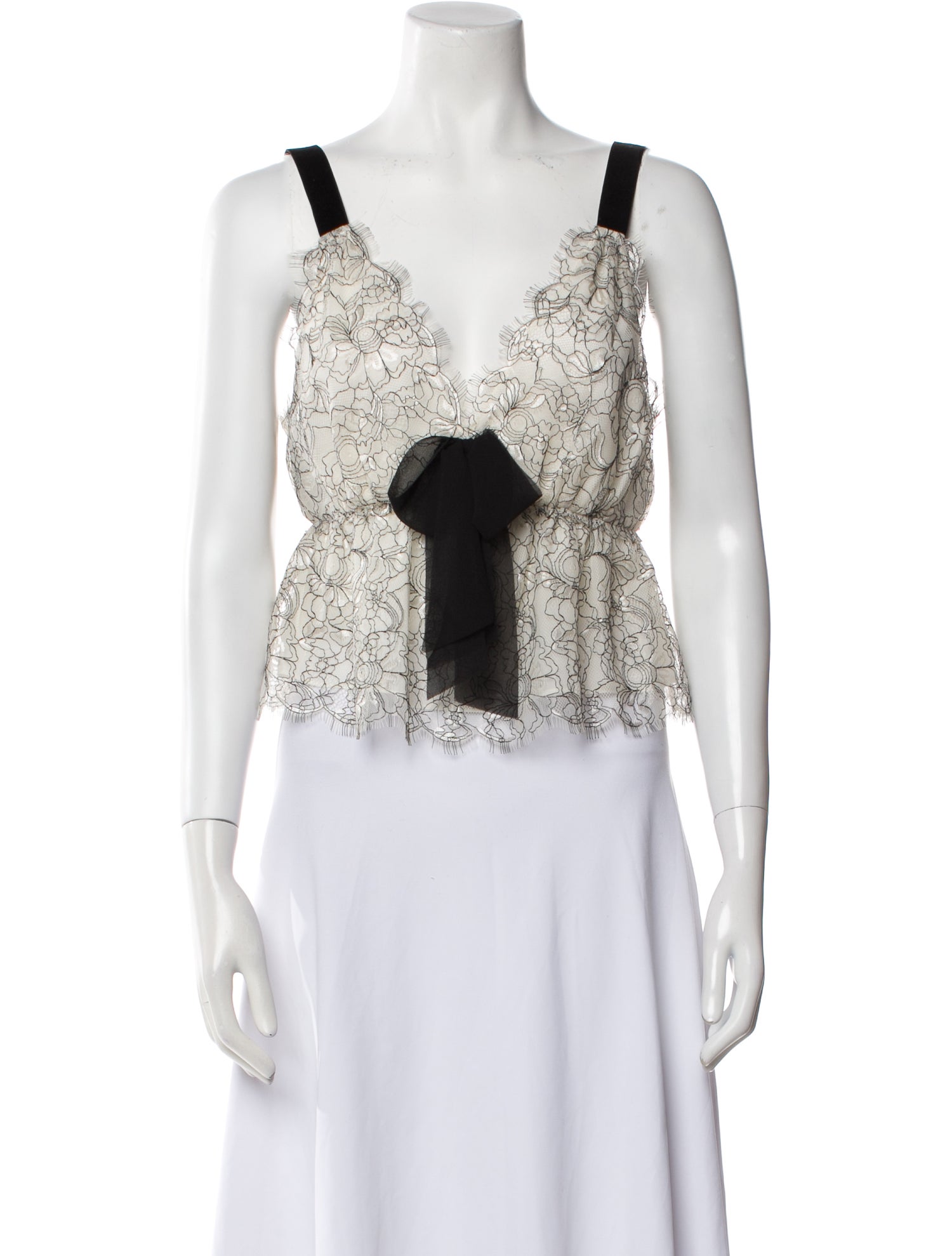 LoveShackFancy Lace Pattern V-Neck Crop Top w/ Tags