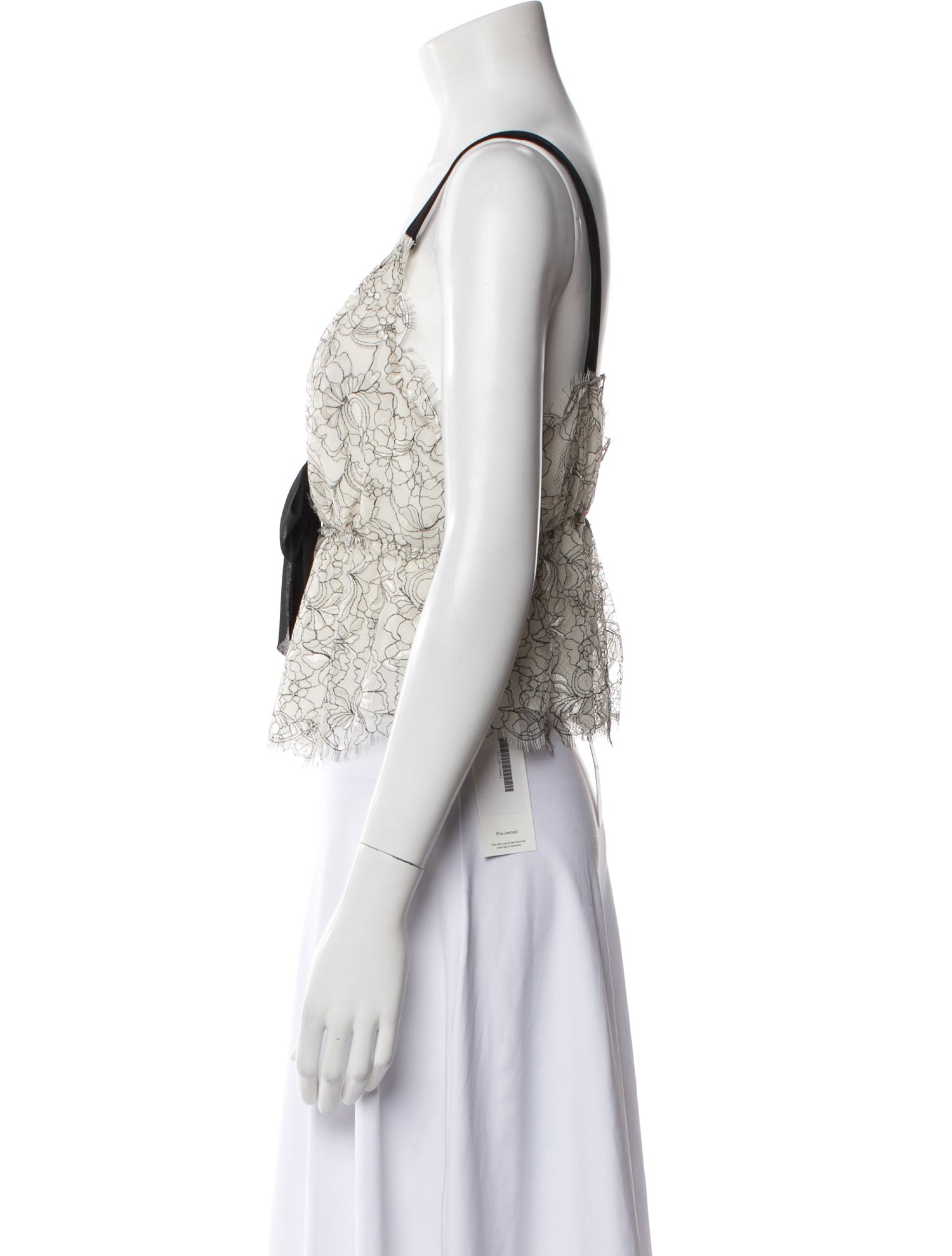 LoveShackFancy Lace Pattern V-Neck Crop Top w/ Tags