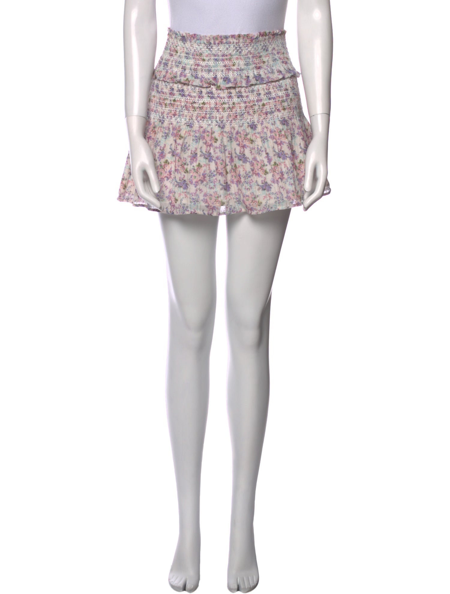 LoveShackFancy Floral Print Mini Skirt