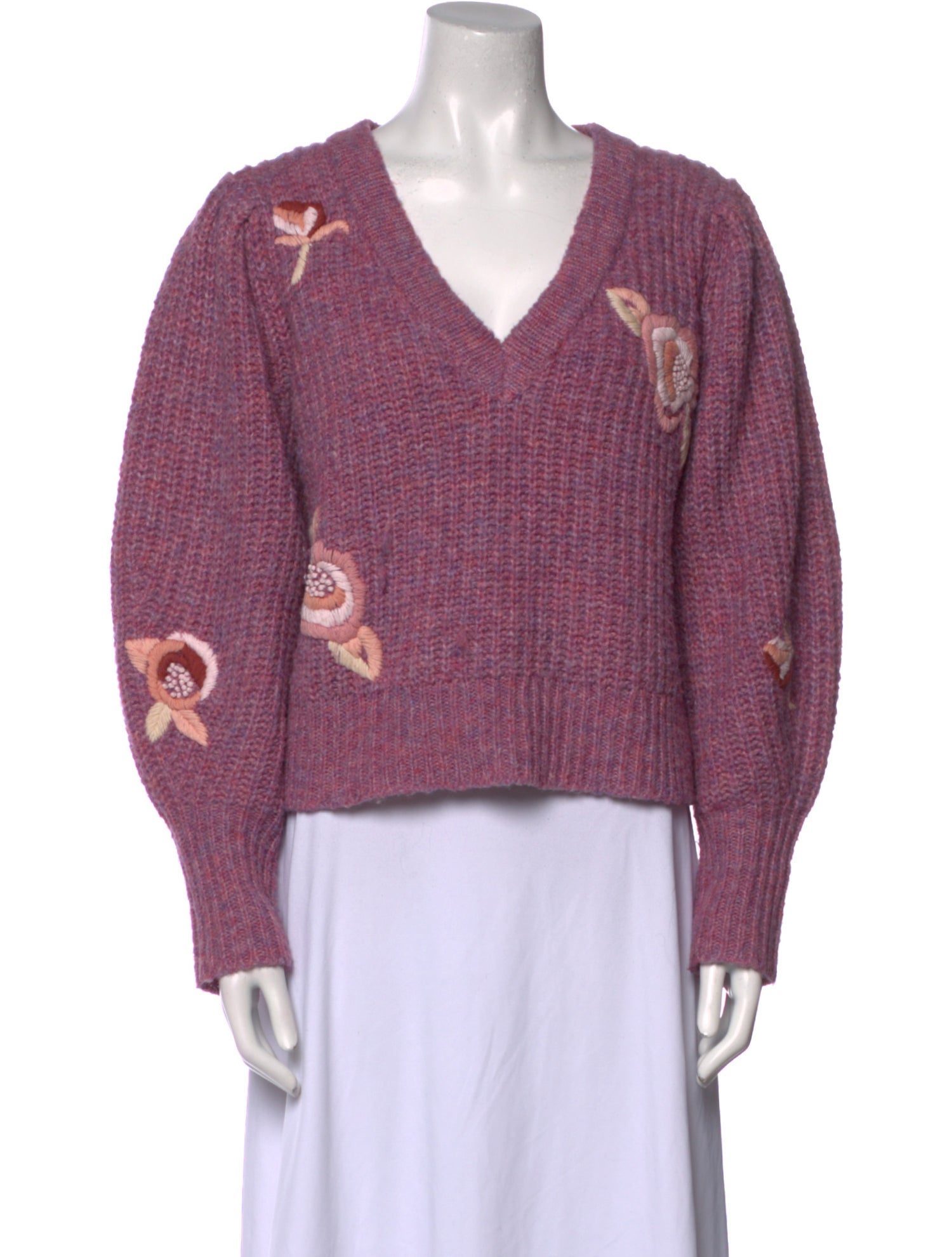 LoveShackFancy Printed V-Neck Sweater