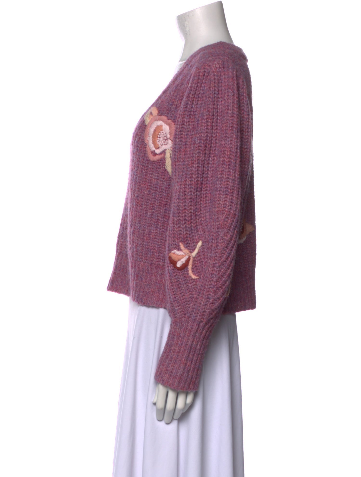 LoveShackFancy Printed V-Neck Sweater