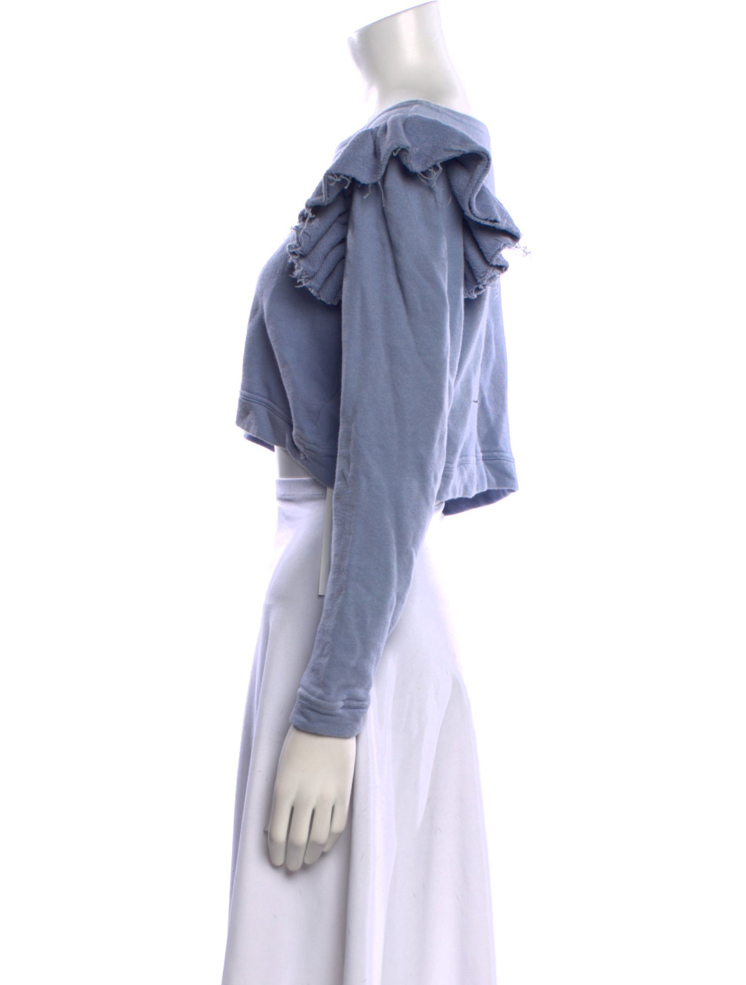 LoveShackFancy Scoop Neck Long Sleeve Crop Top