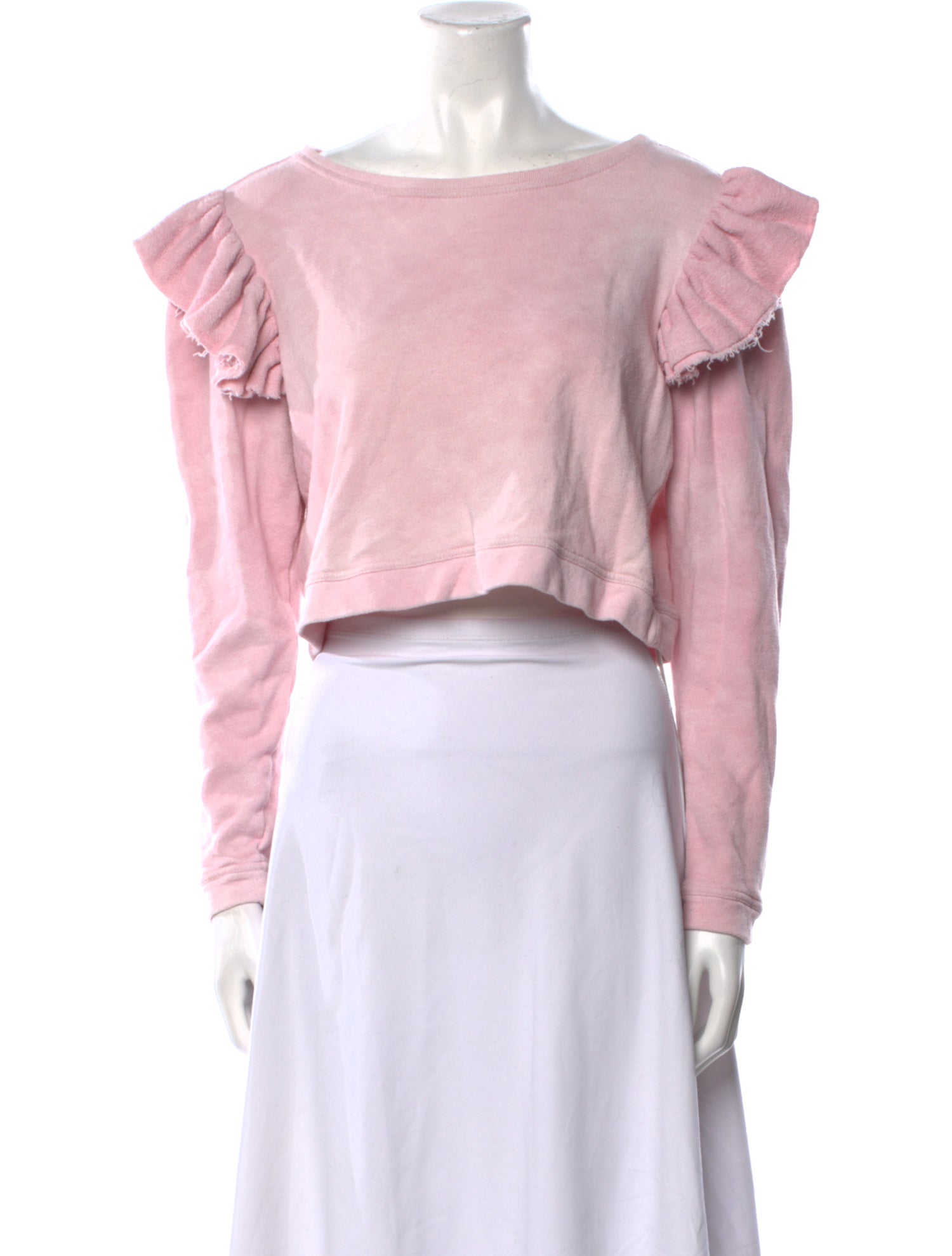 LoveShackFancy Bateau Neckline Long Sleeve Crop Top