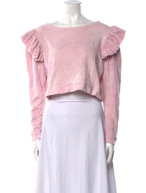 LoveShackFancy Bateau Neckline Long Sleeve Crop Top