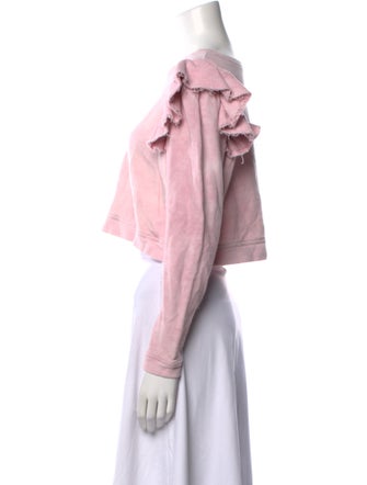 LoveShackFancy Bateau Neckline Long Sleeve Crop Top