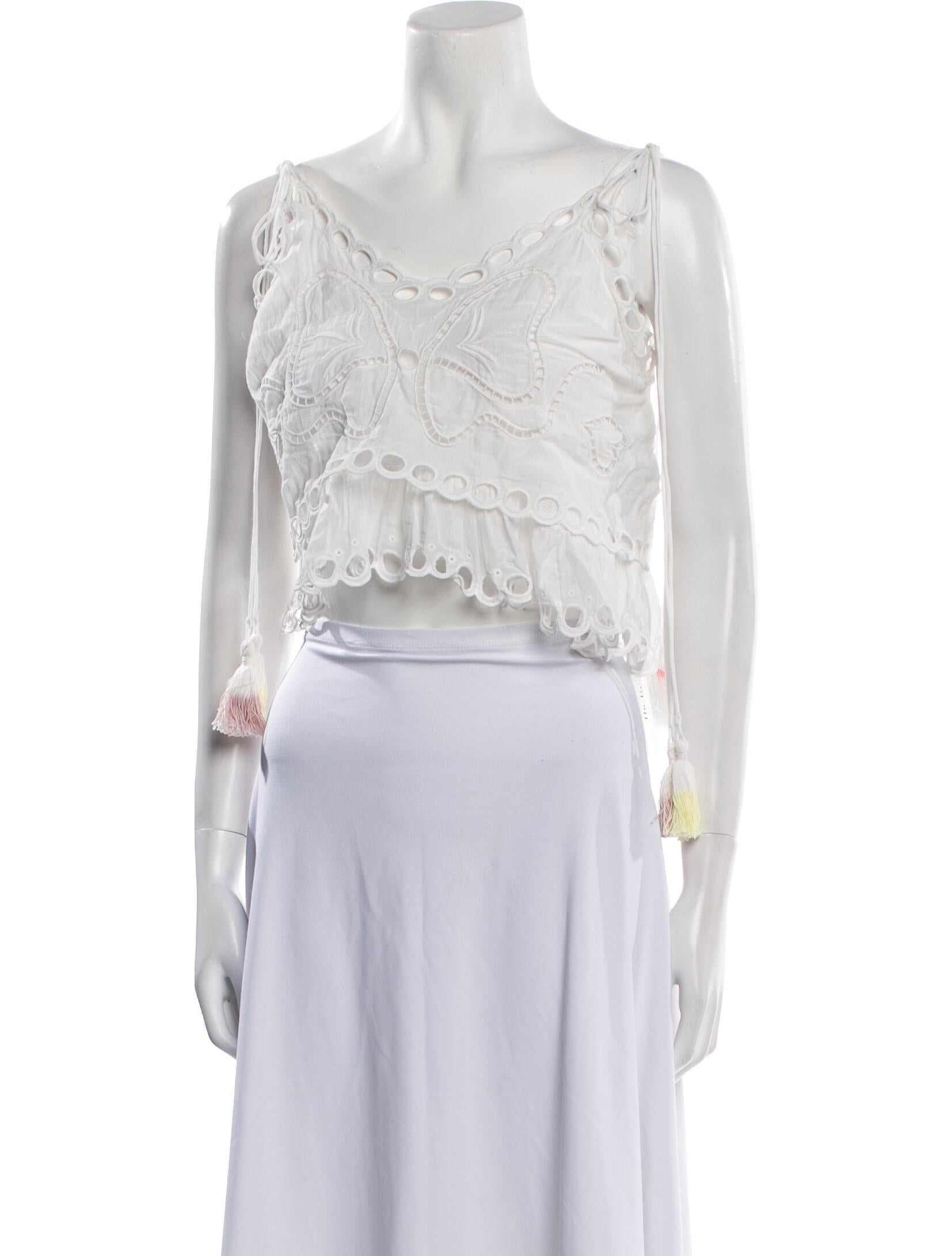 LoveShackFancy V-Neck Sleeveless Crop Top