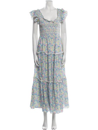 LoveShackFancy Floral Print Long Dress