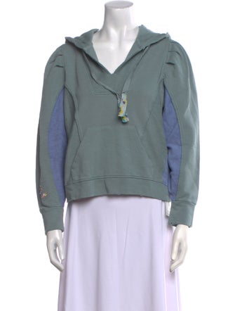 LoveShackFancy V-Neck Long Sleeve Sweatshirt