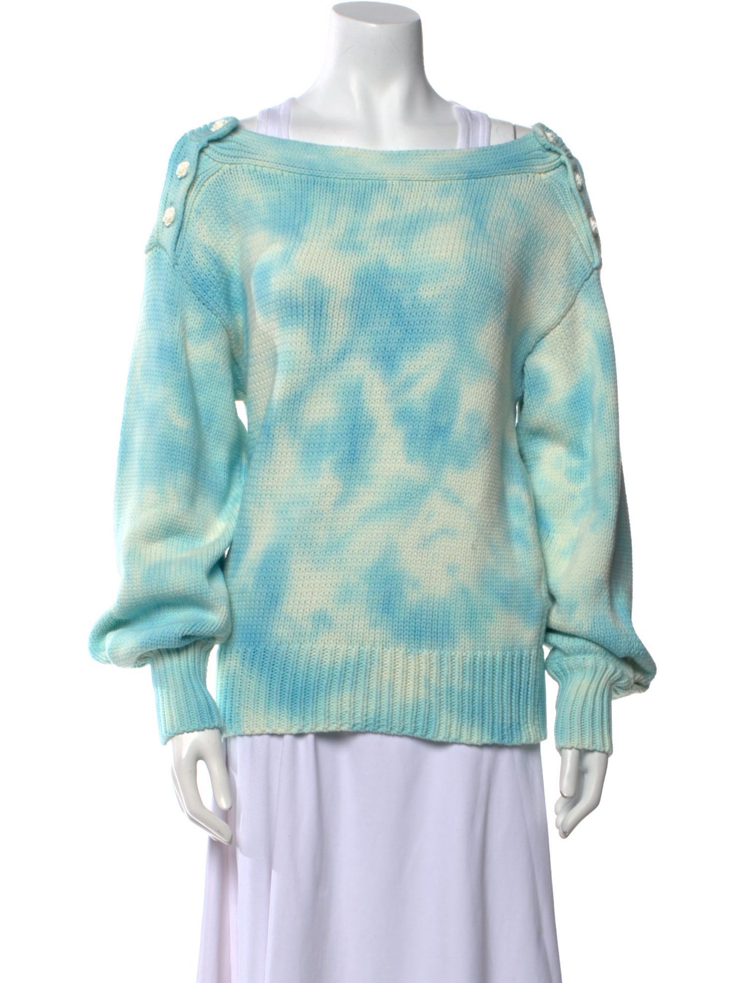 LoveShackFancy Tie-Dye Print Bateau Neckline Sweater