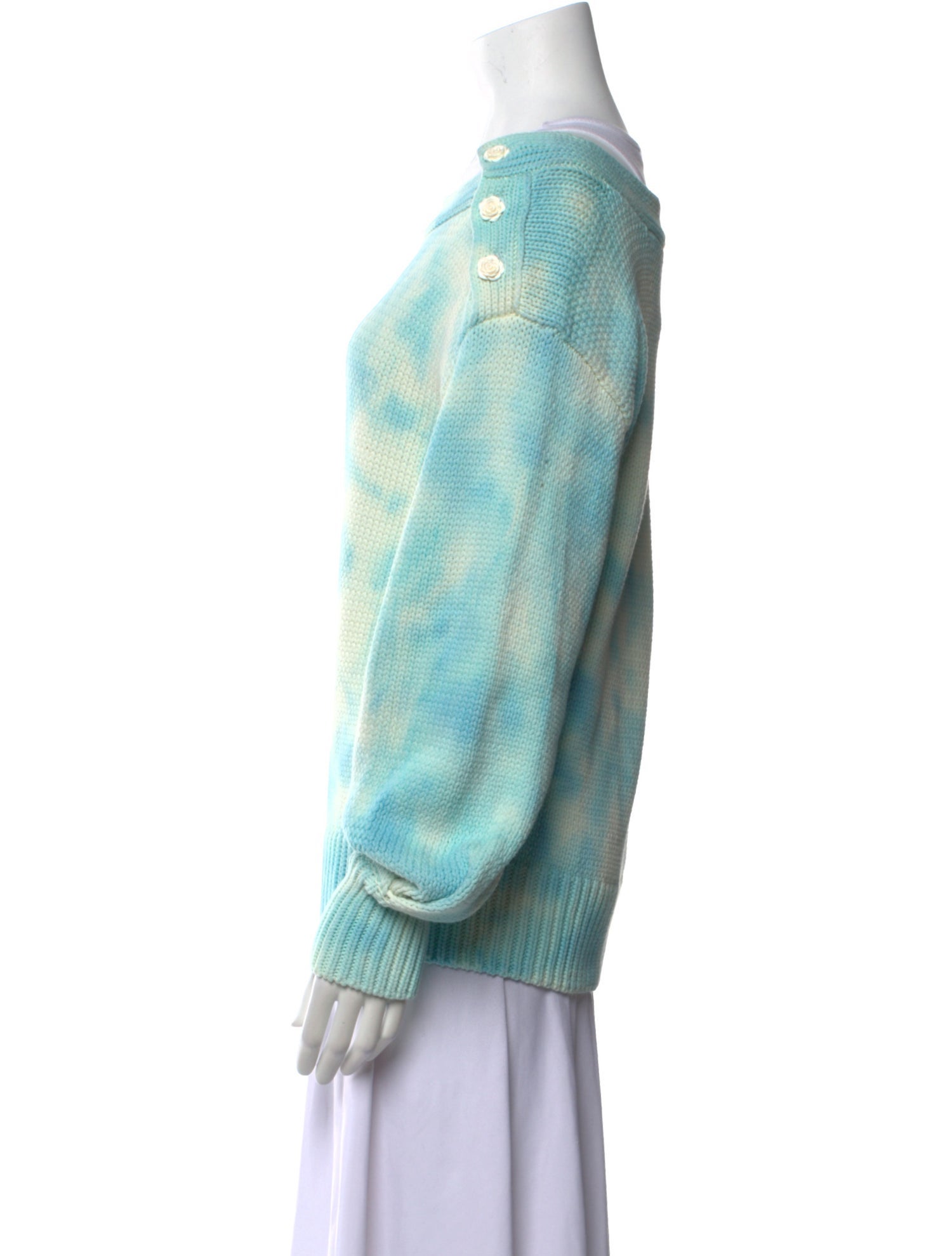 LoveShackFancy Tie-Dye Print Bateau Neckline Sweater