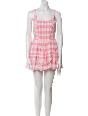 LoveShackFancy Plaid Print Mini Dress