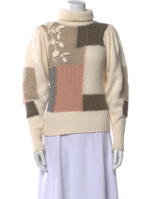 LoveShackFancy Colorblock Pattern Turtleneck Sweater