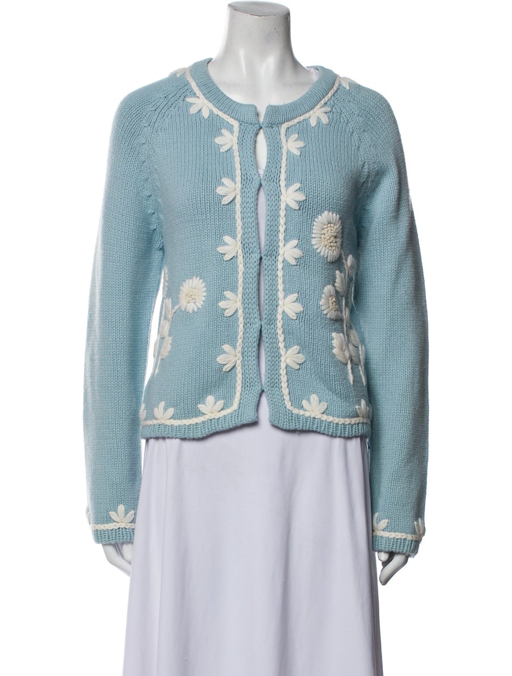 LoveShackFancy Nylon Denim Jacket Blue Embroidere… - image 1