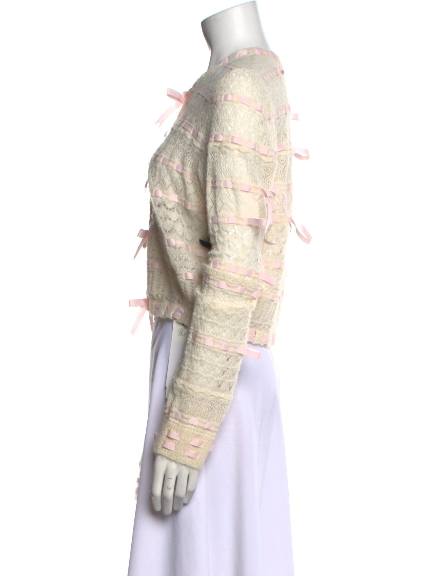 LoveShackFancy Lace Pattern Crew Neck Sweater