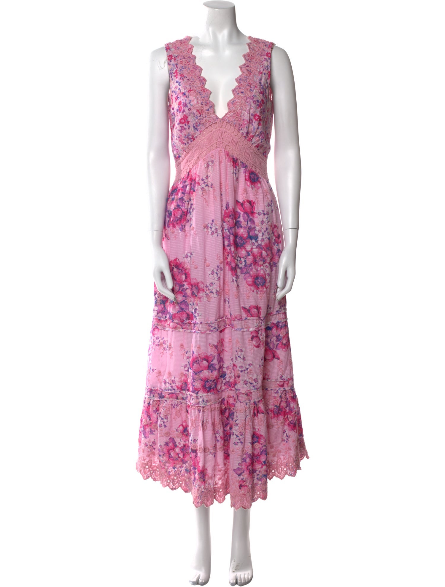 LoveShackFancy Floral Print Long Dress