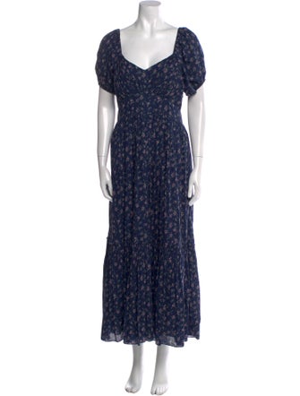 LoveShackFancy Floral Print Midi Length Dress