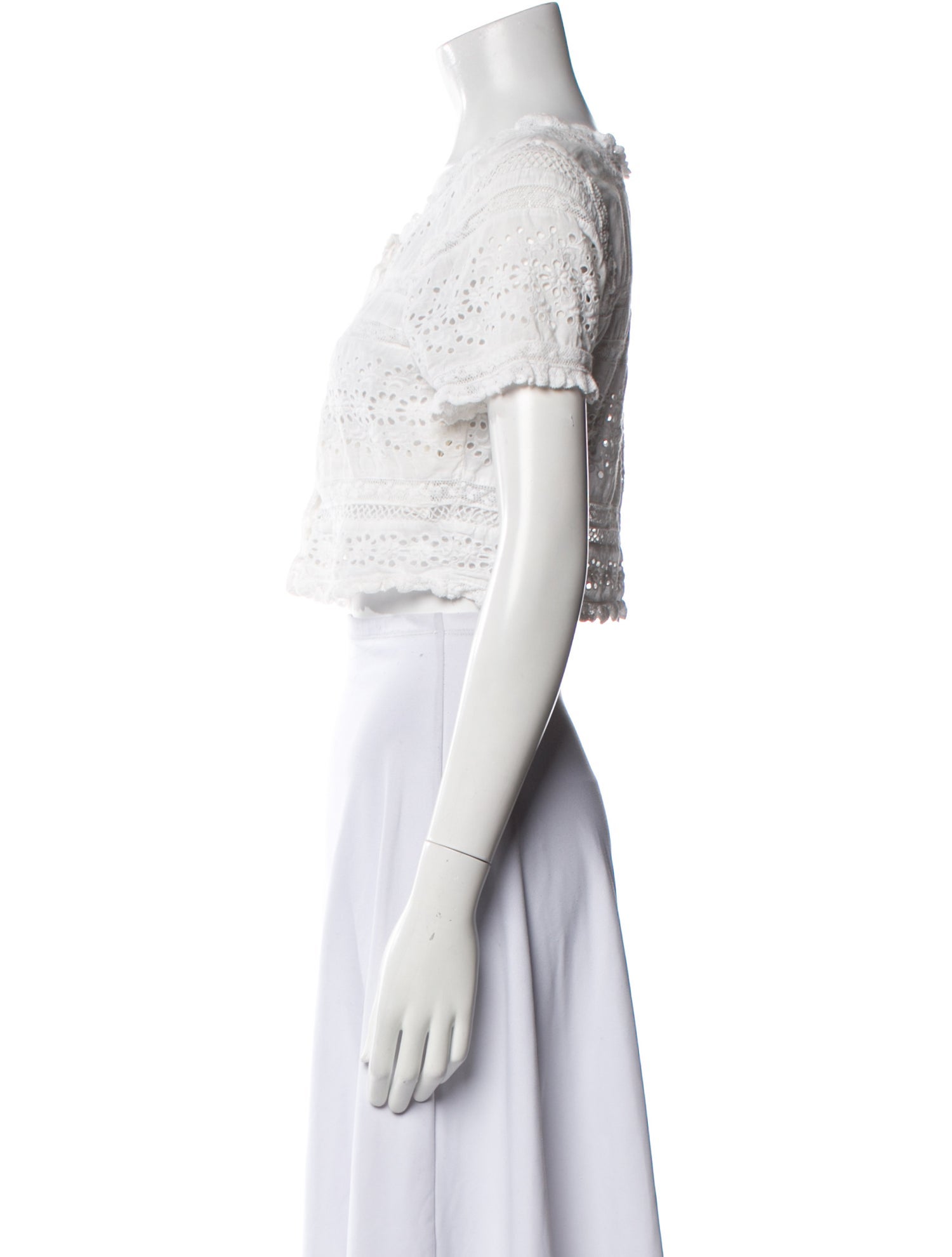 LoveShackFancy V-Neck Short Sleeve Crop Top