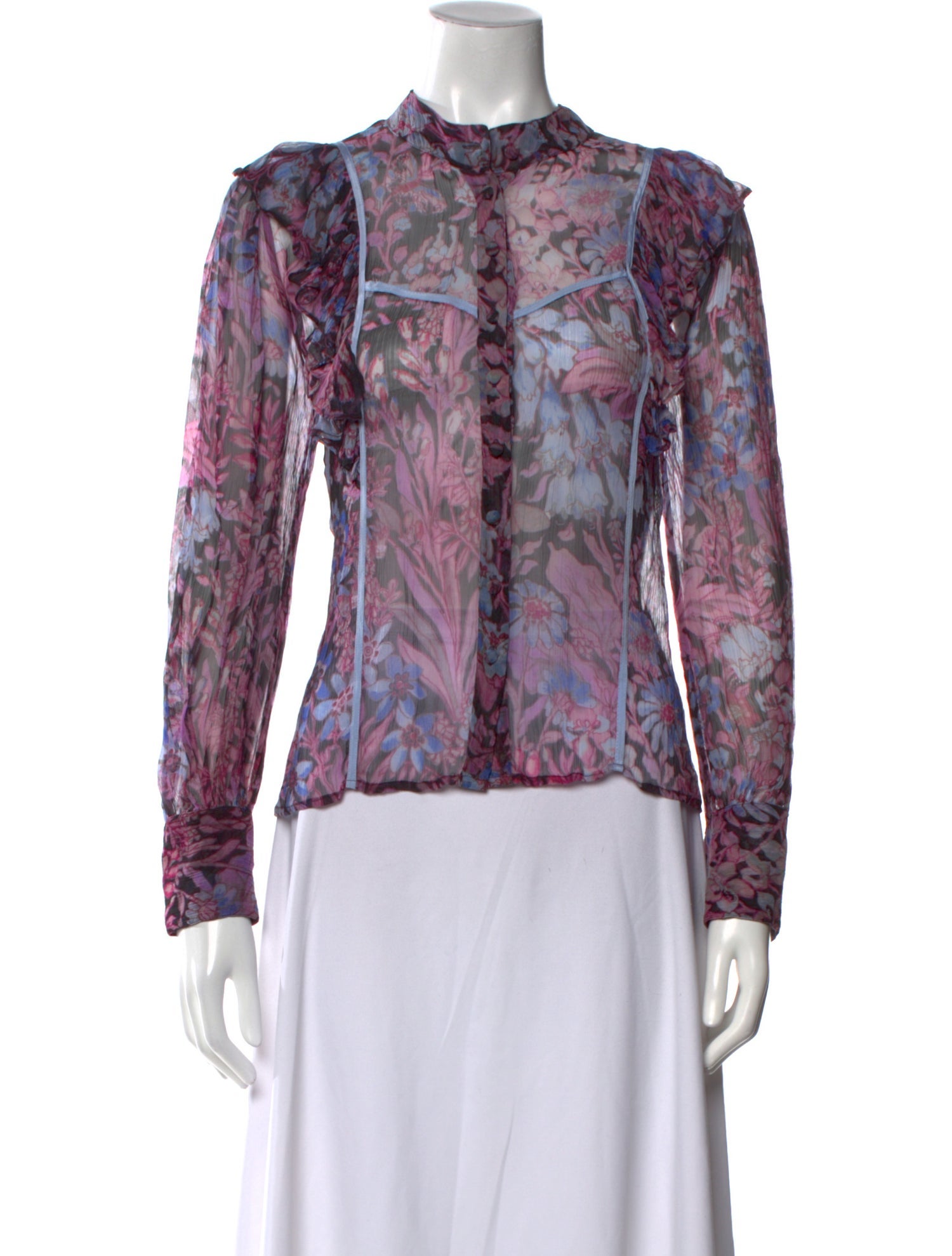 LoveShackFancy Paisley Print Mock Neck Blouse