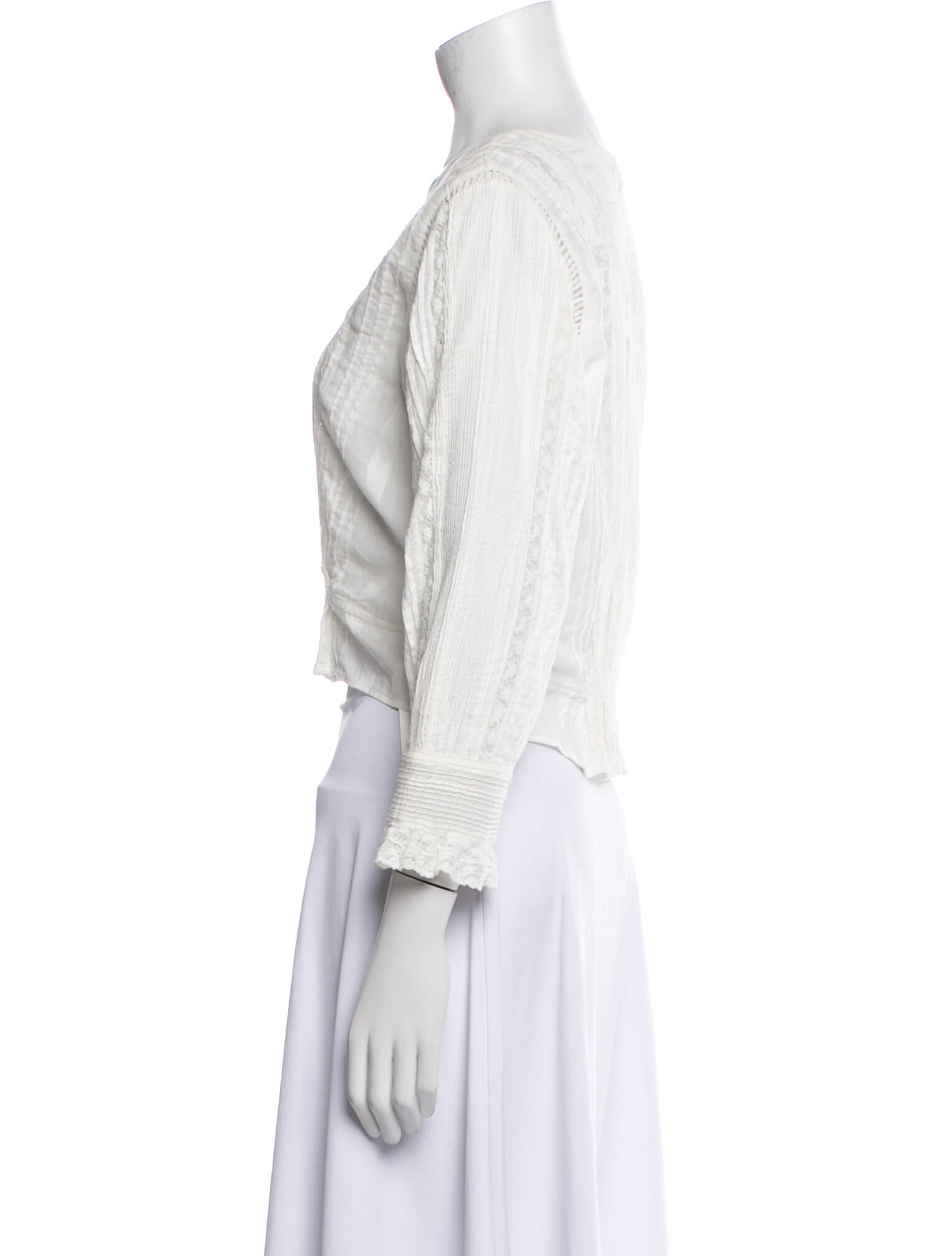 LoveShackFancy V-Neck Three-Quarter Sleeve Crop Top