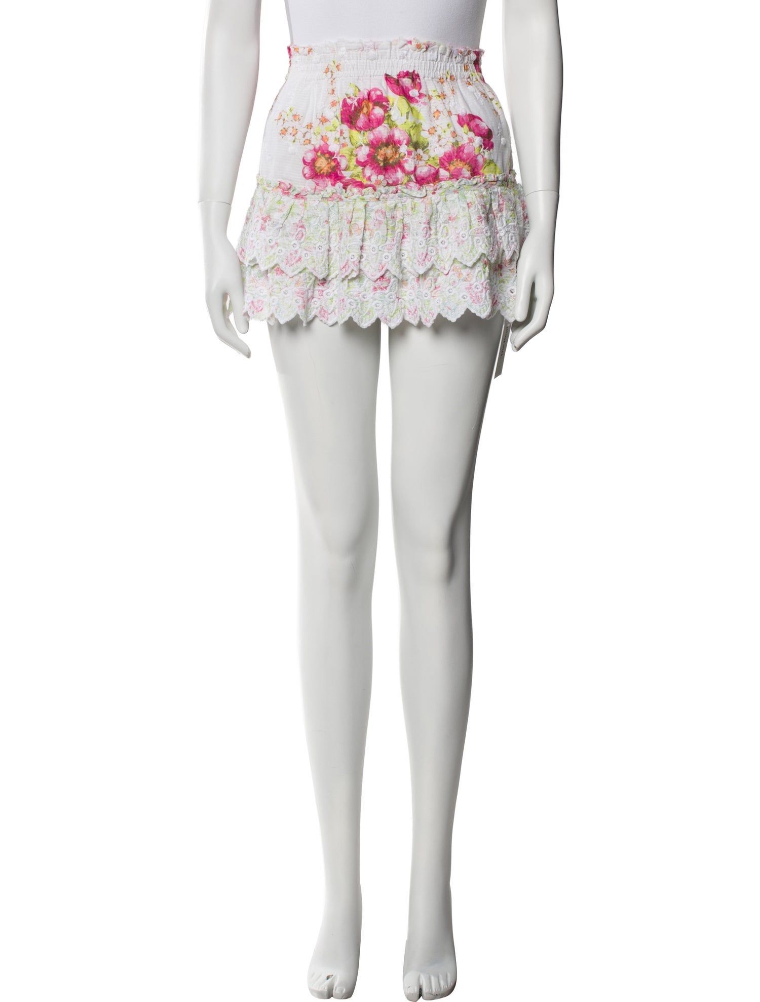 LoveShackFancy Floral Print Mini Skirt