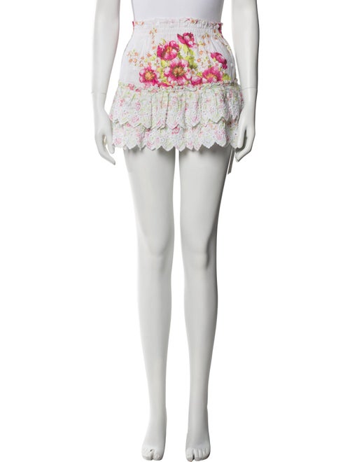 LoveShackFancy Floral Print Mini Skirt