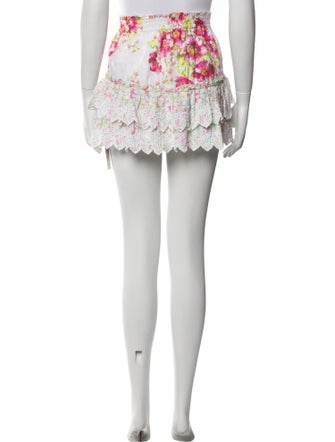 LoveShackFancy Floral Print Mini Skirt