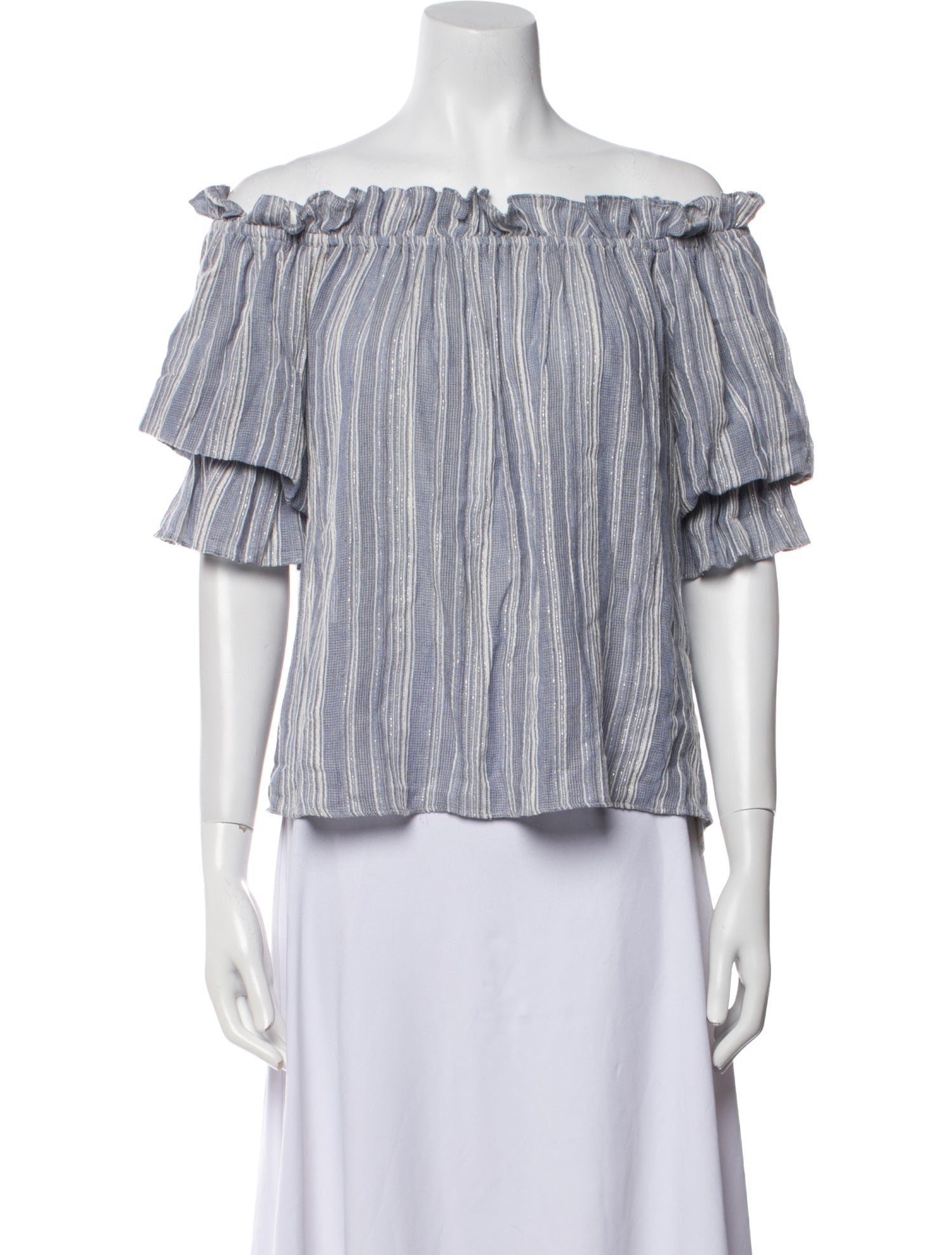 LoveShackFancy Striped Off-The-Shoulder Crop Top