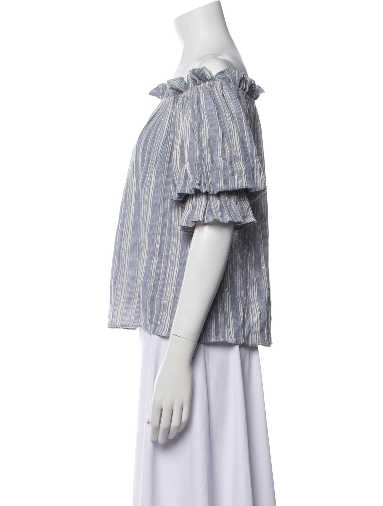 LoveShackFancy Striped Off-The-Shoulder Crop Top