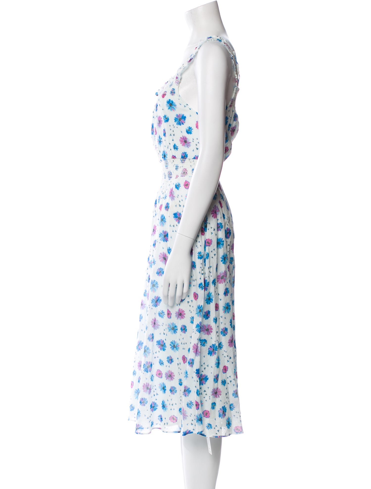 LoveShackFancy Floral Print Midi Length Dress