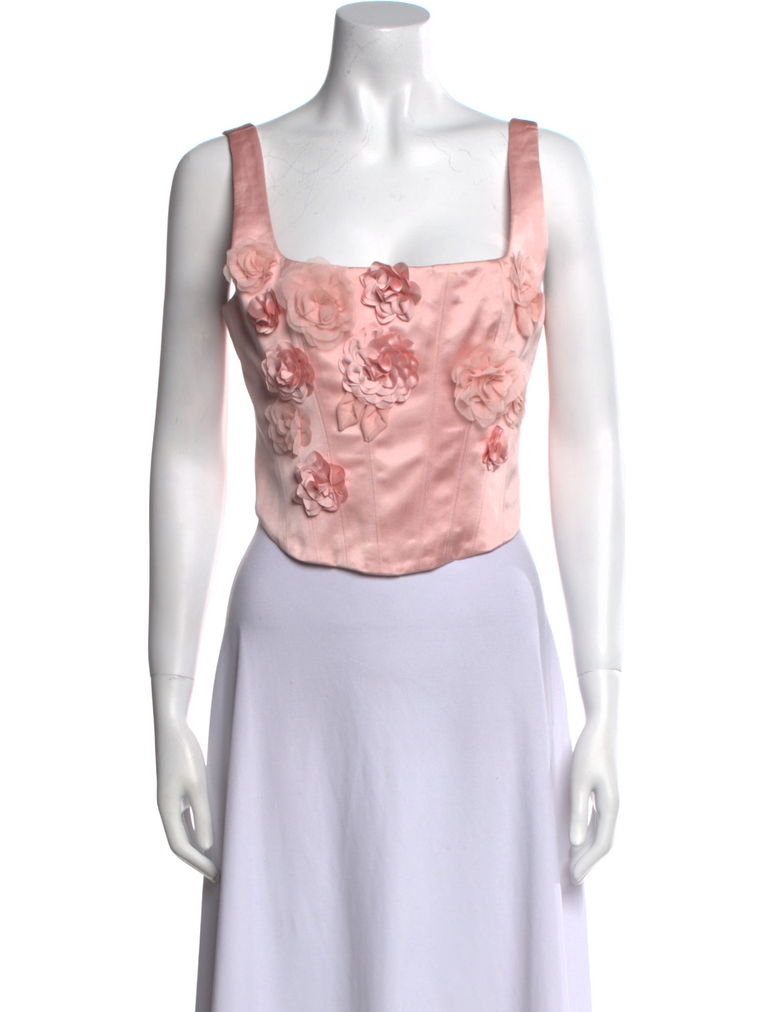 LoveShackFancy Square Neckline Sleeveless Crop Top