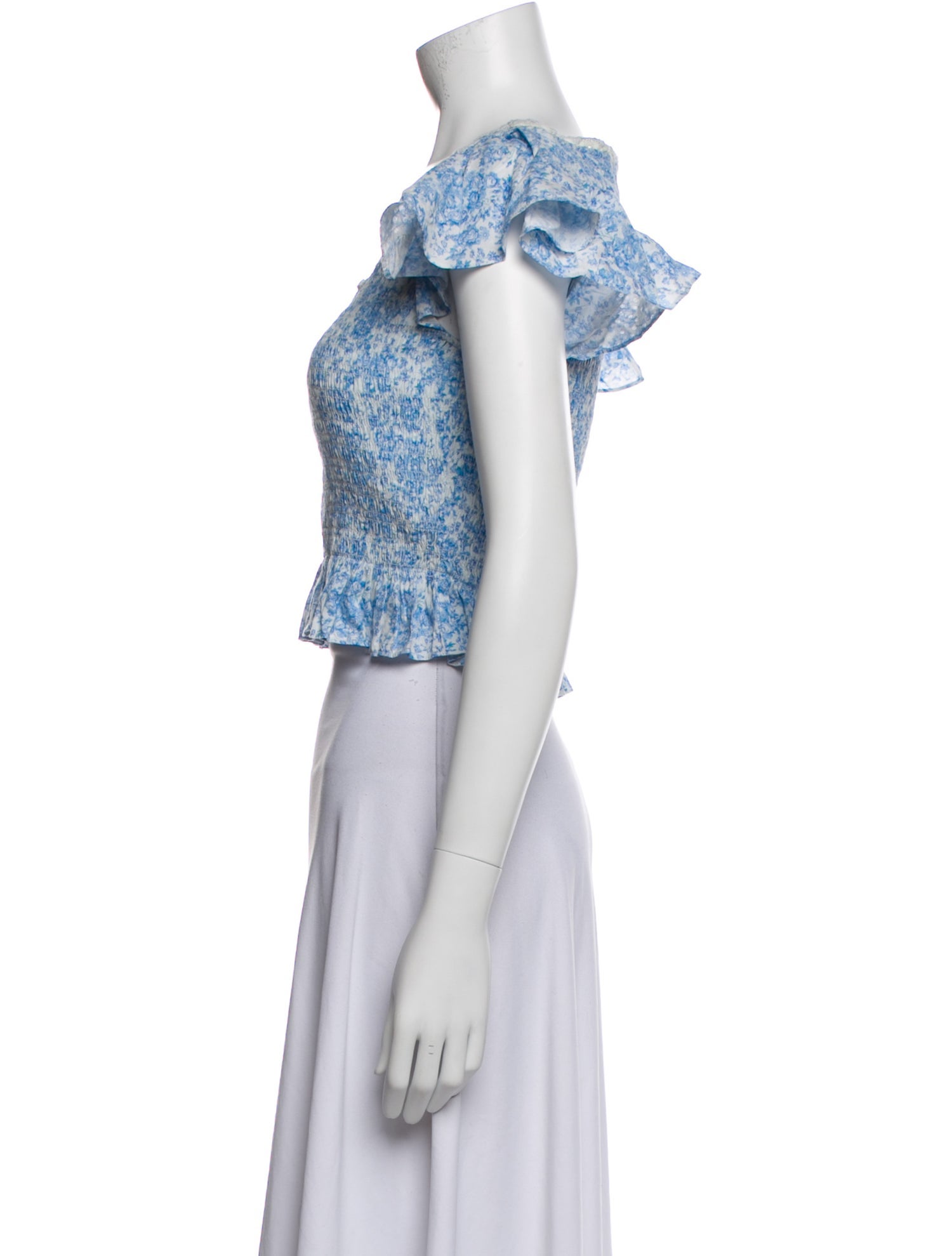 LoveShackFancy Printed Scoop Neck Crop Top