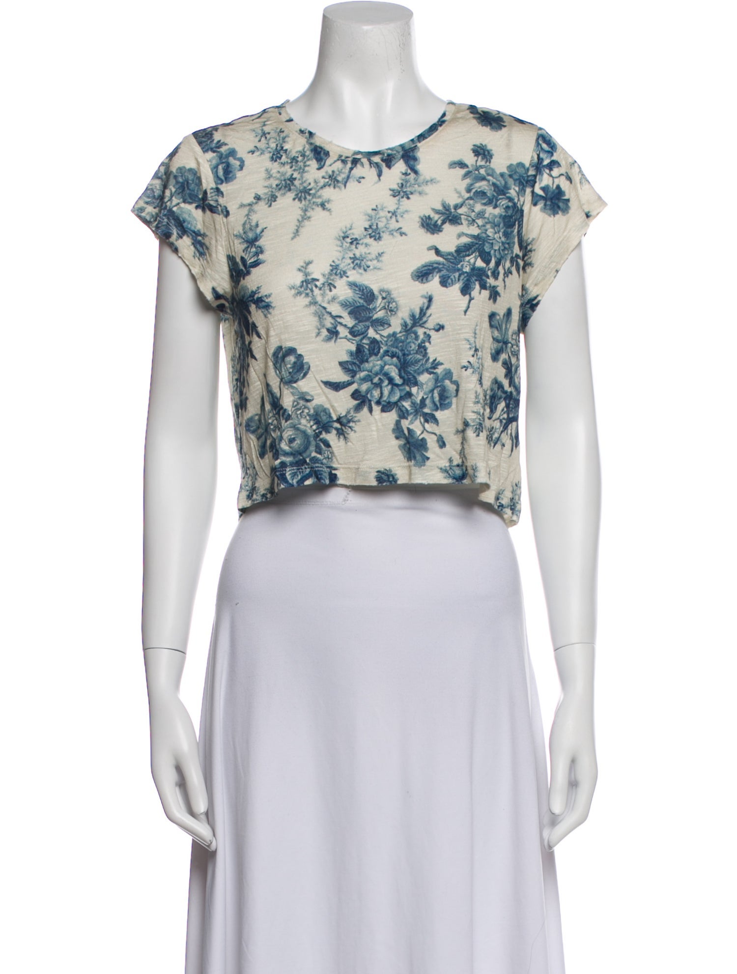 LoveShackFancy Printed Scoop Neck Crop Top