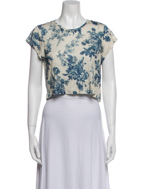 LoveShackFancy Printed Scoop Neck Crop Top