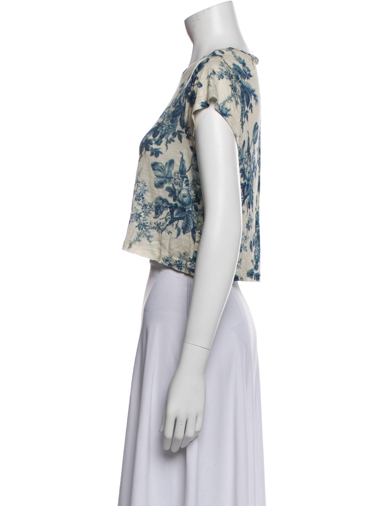 LoveShackFancy Printed Scoop Neck Crop Top