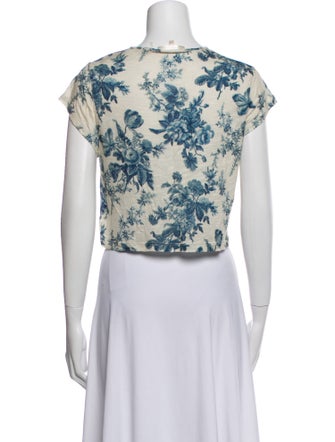 LoveShackFancy Printed Scoop Neck Crop Top