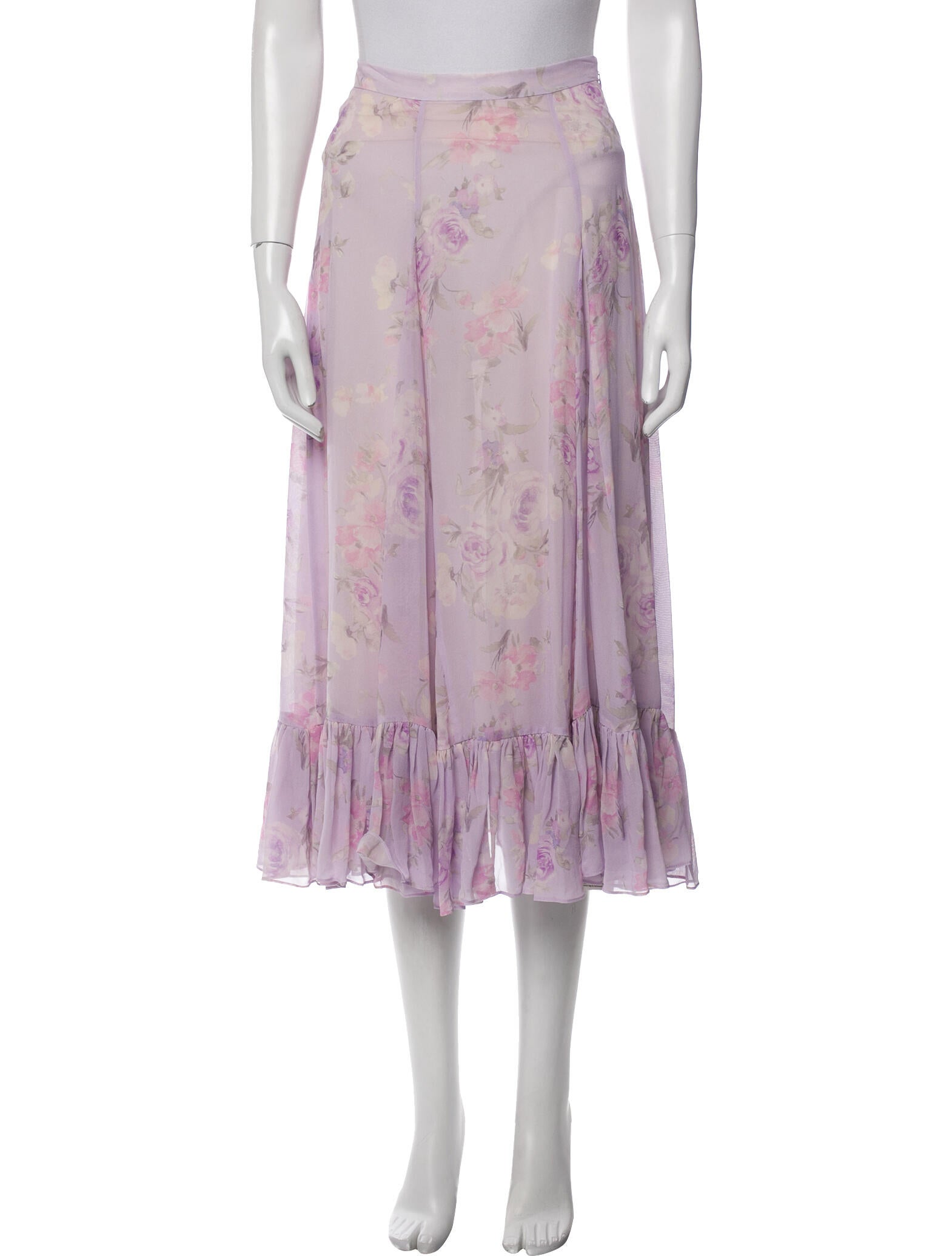 LoveShackFancy Silk Midi Length Skirt