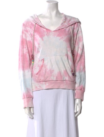 LoveShackFancy Tie-Dye Print V-Neck Sweatshirt