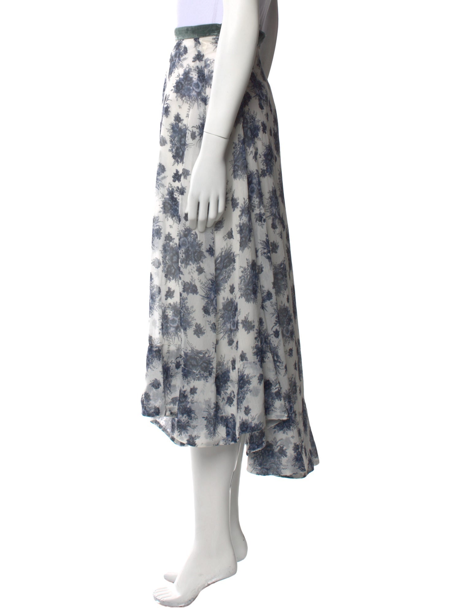 LoveShackFancy Floral Print Midi Length Skirt