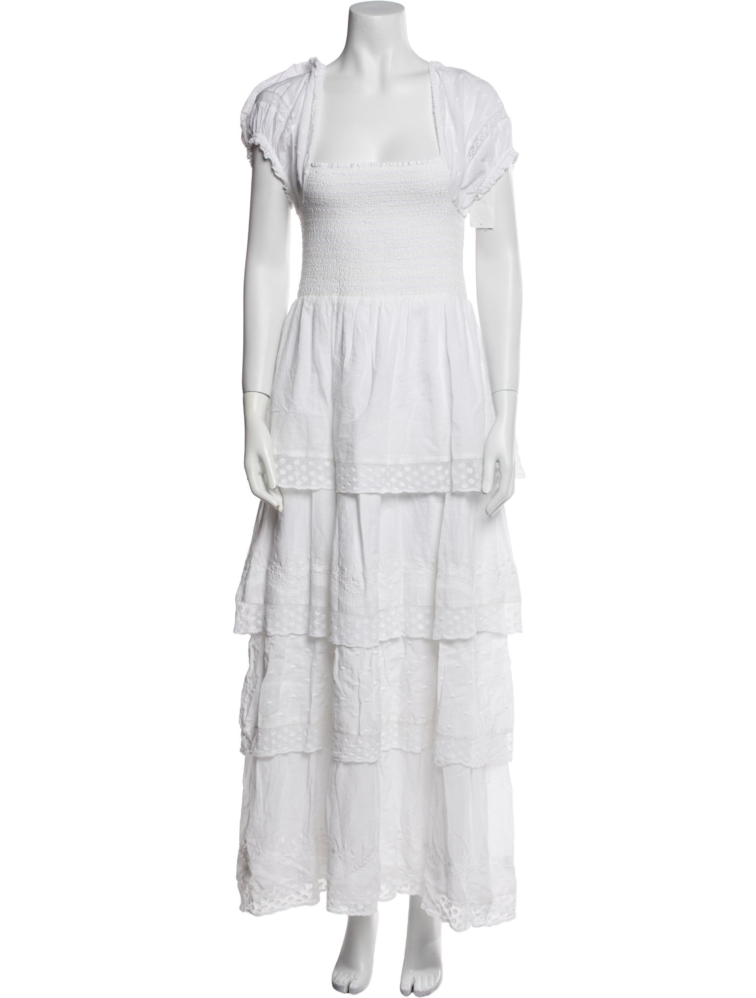 LoveShackFancy Square Neckline Long Dress