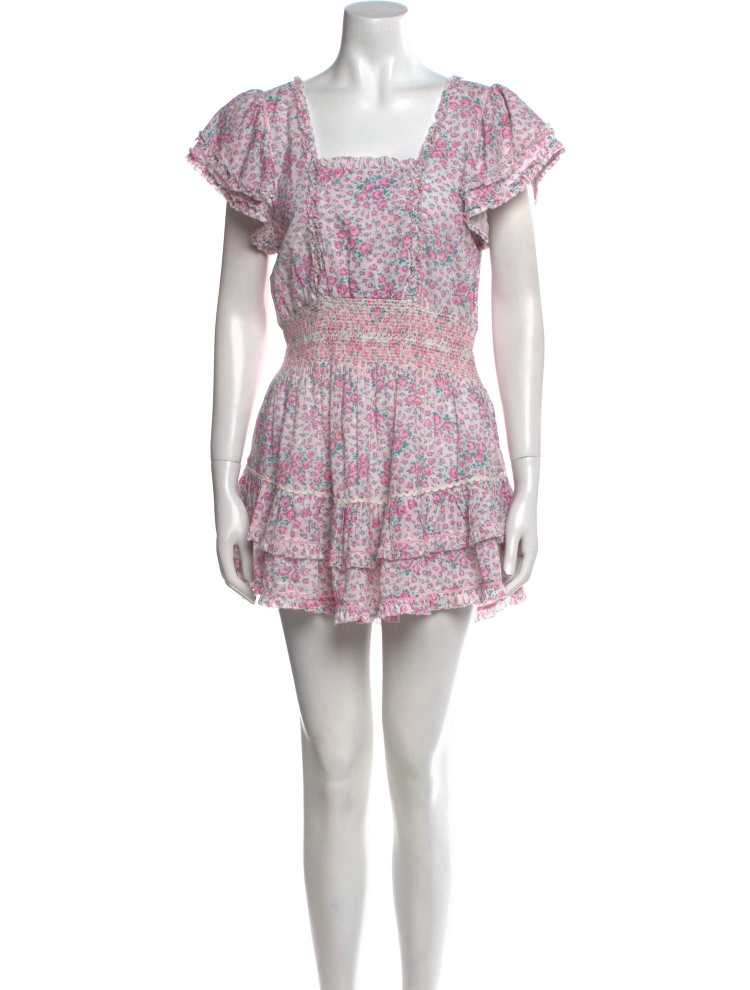 LoveShackFancy Floral Print Mini Dress