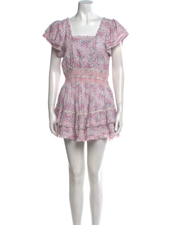 LoveShackFancy Floral Print Mini Dress