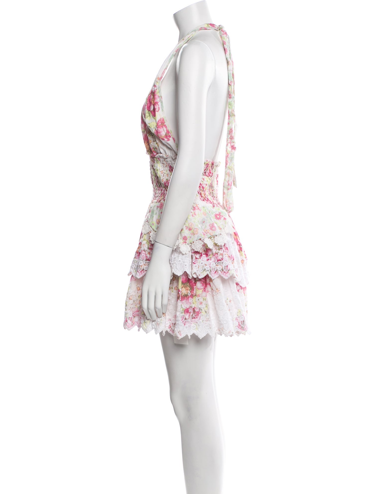 LoveShackFancy Floral Print Mini Dress