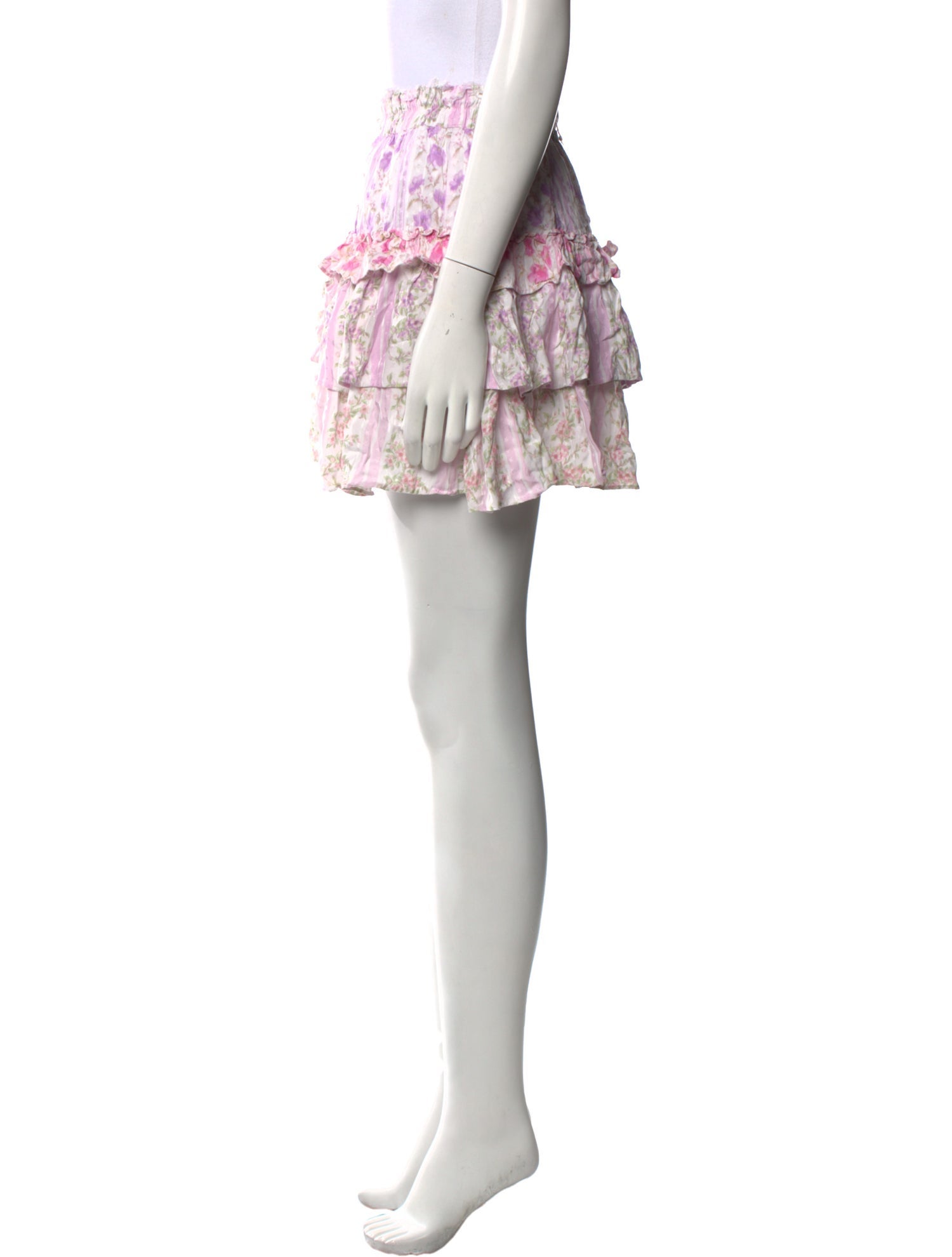 LoveShackFancy Floral Print Mini Skirt