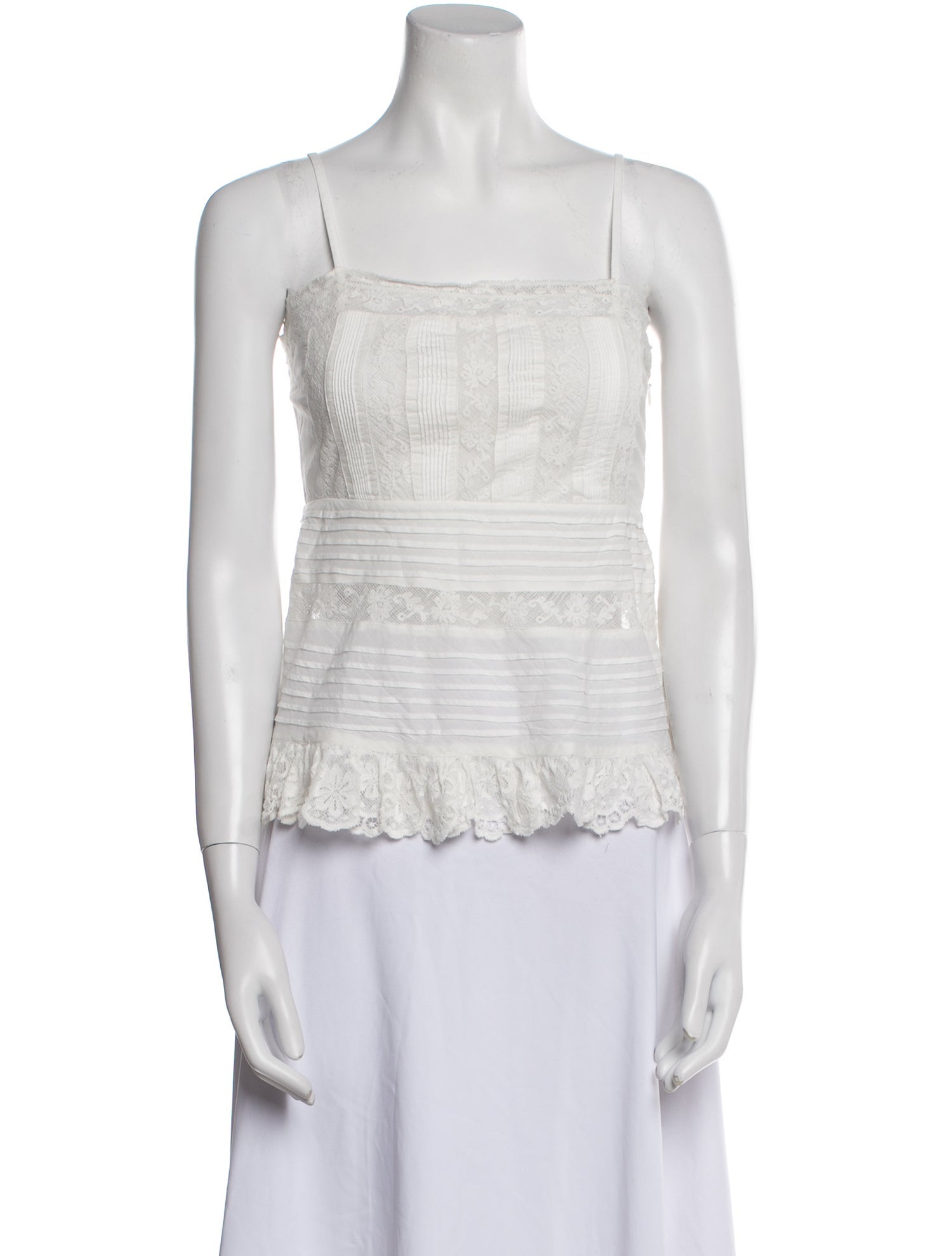 LoveShackFancy Square Neckline Sleeveless Crop Top