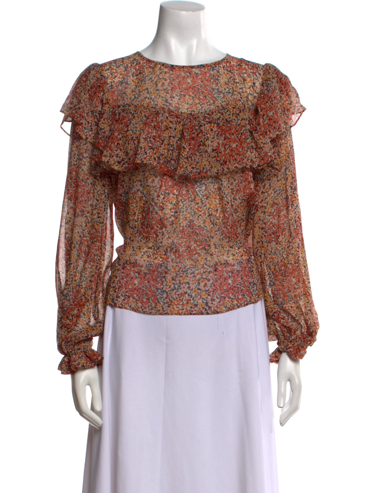 LoveShackFancy Silk Floral Print Blouse