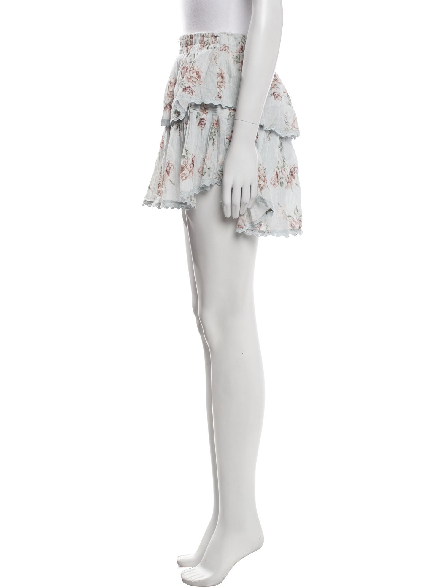 LoveShackFancy Floral Print Mini Skirt